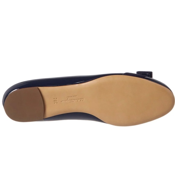 New Salvatore Ferragamo Navy Blue Varina flat size 7 original $700 new with box
